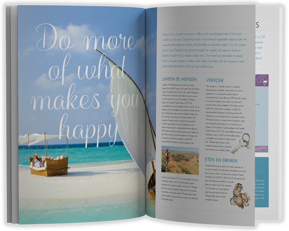 A double page spread from Pacific Travel's Australian brochure.