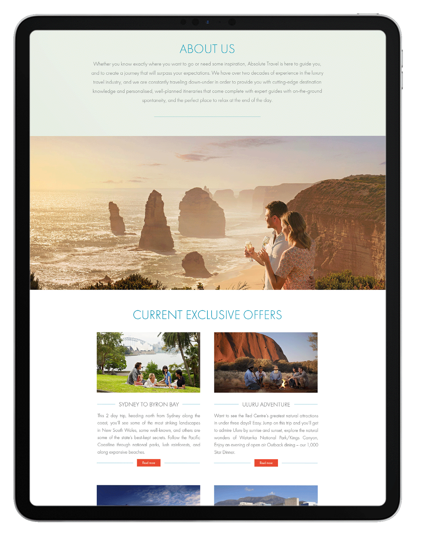Pacific Travel website for medium devices