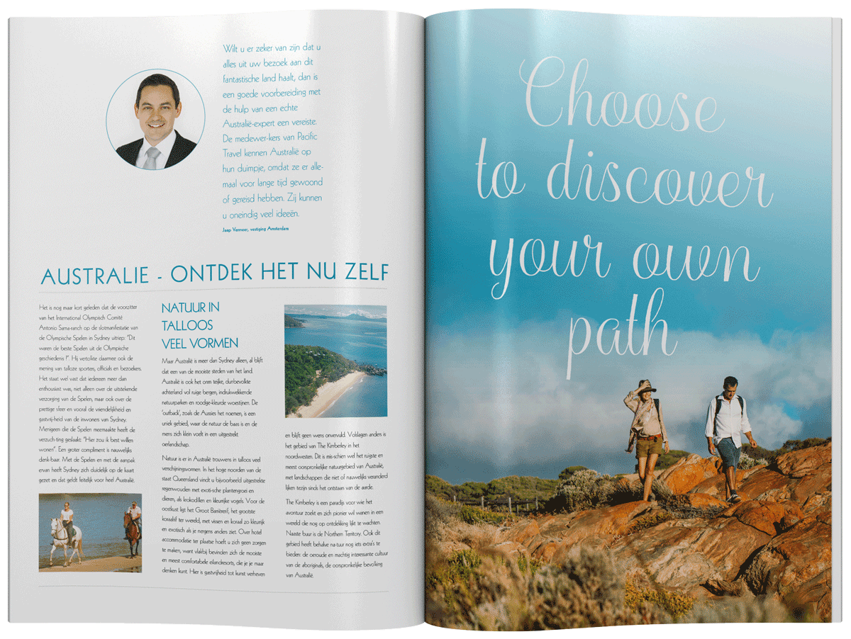A double page spread from Pacific Travel's Australian brochure.