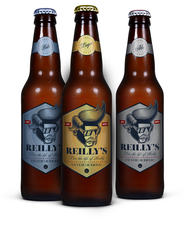 Reilly's Beer varieties include lager, pale ale, and ale and