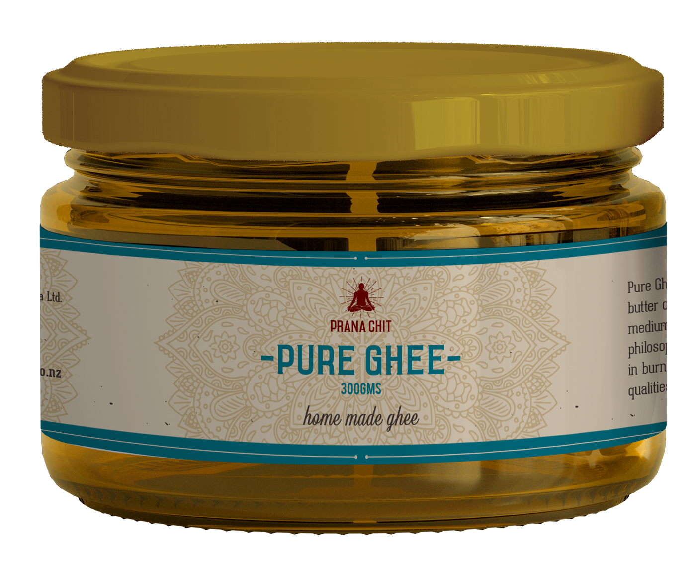 Prana Chit's packaging for their Pure Ghee product.